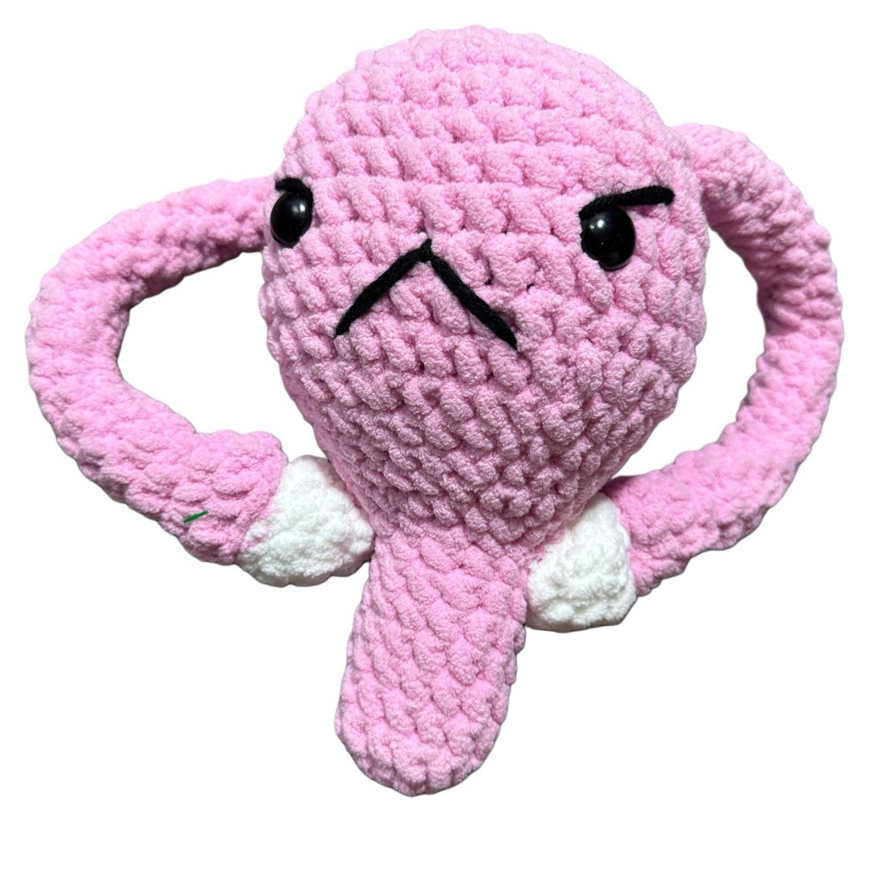 Angry Pink crocheted uterus plushie Plush